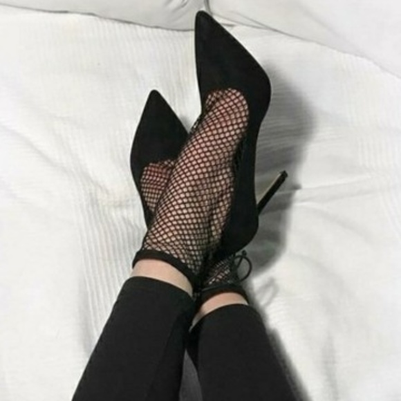 fishnet high heel shoes